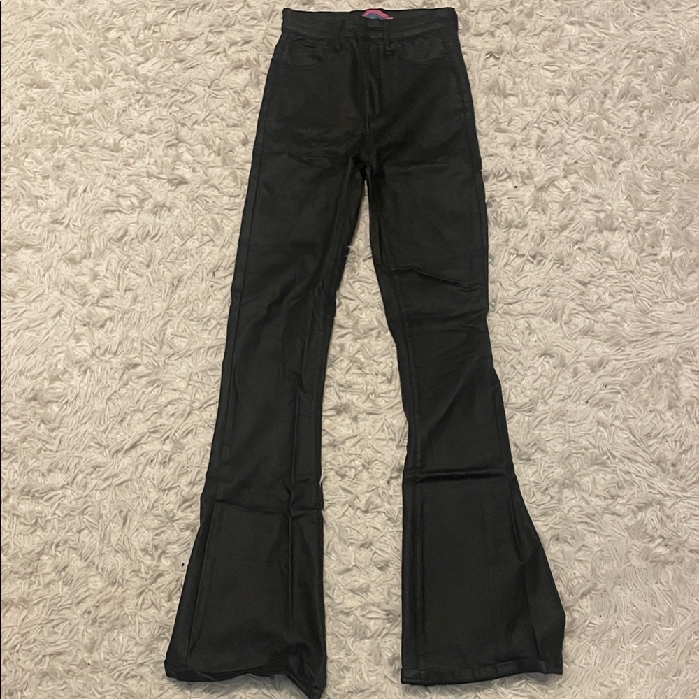 Edikted Black Flare Faux Leather Pants